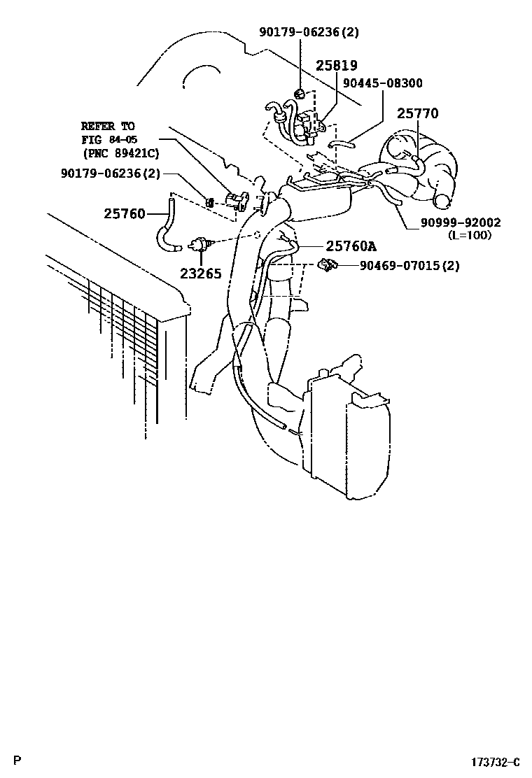 Toyota COROLLA vacuum tube EPC diagram — 173732C