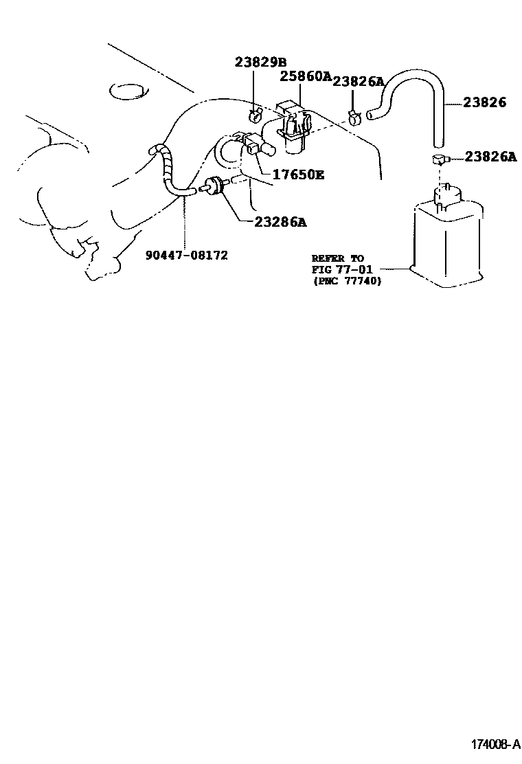 Toyota COROLLA vacuum tube EPC diagram — 174008A