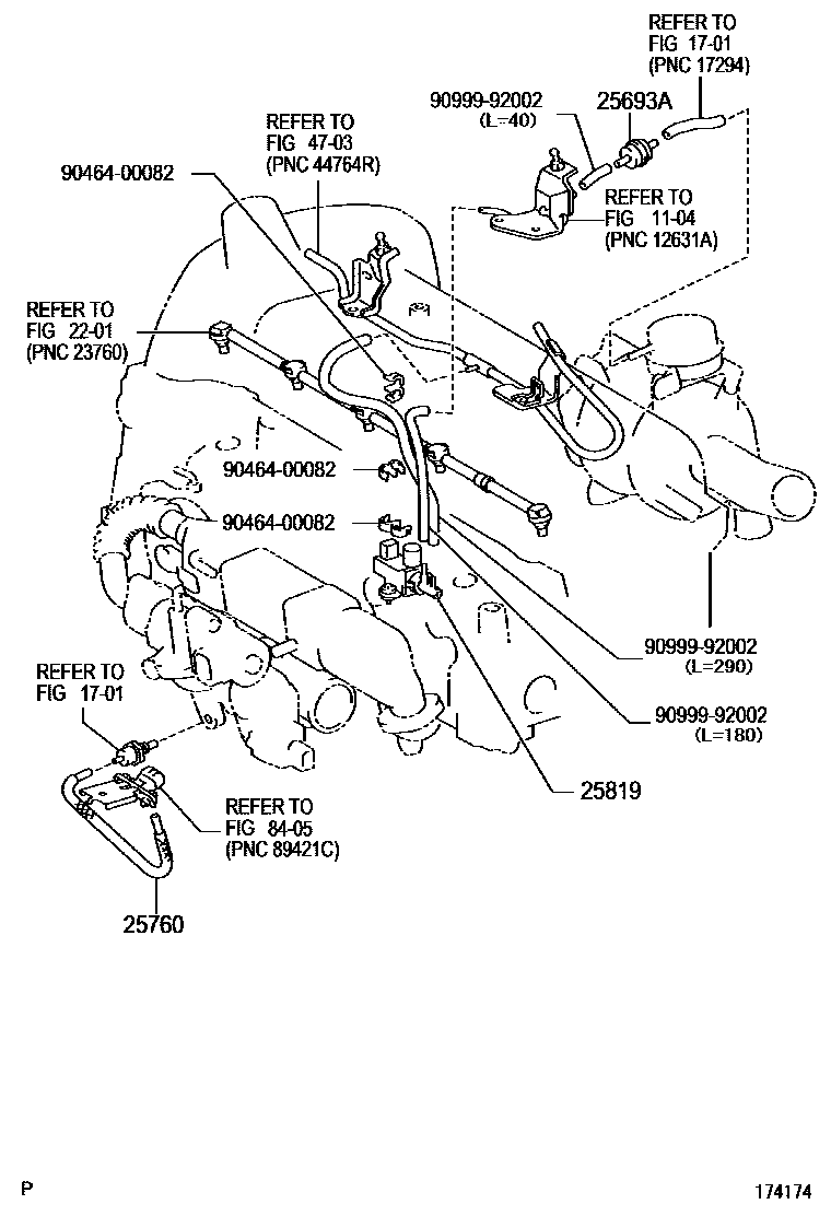 Toyota COROLLA vacuum tube EPC diagram — 174174
