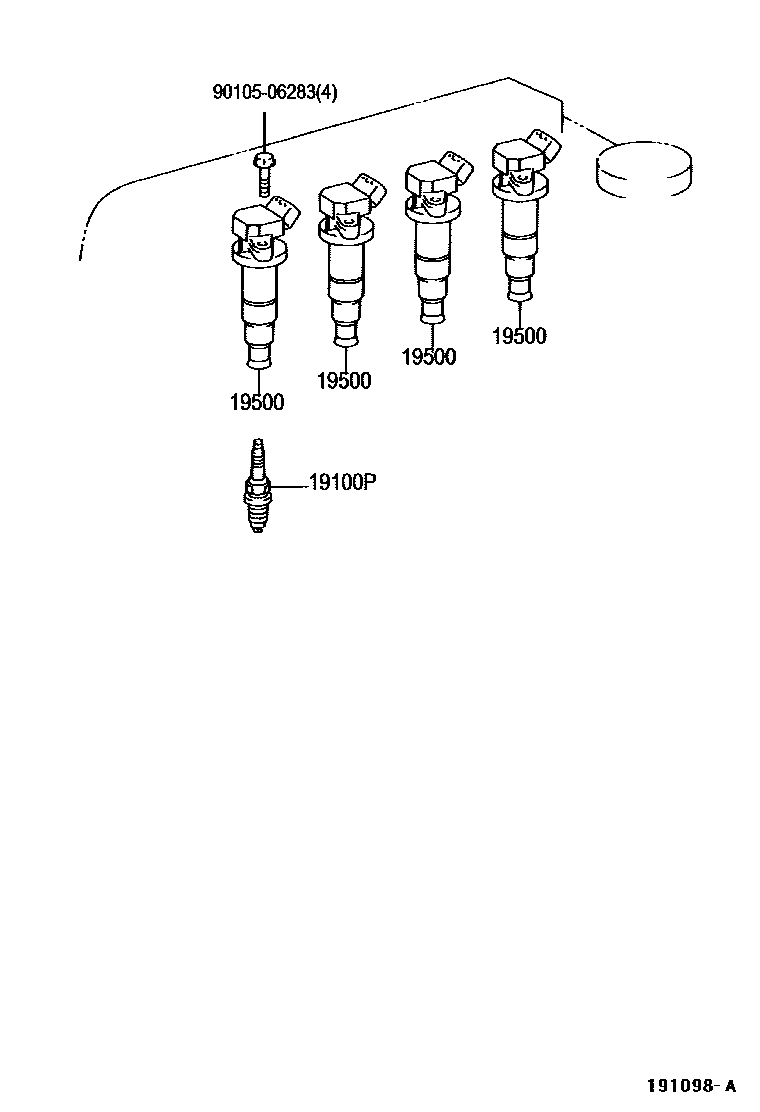 Toyota COROLLA 点火线圈和火花塞 EPC diagram — 191098A