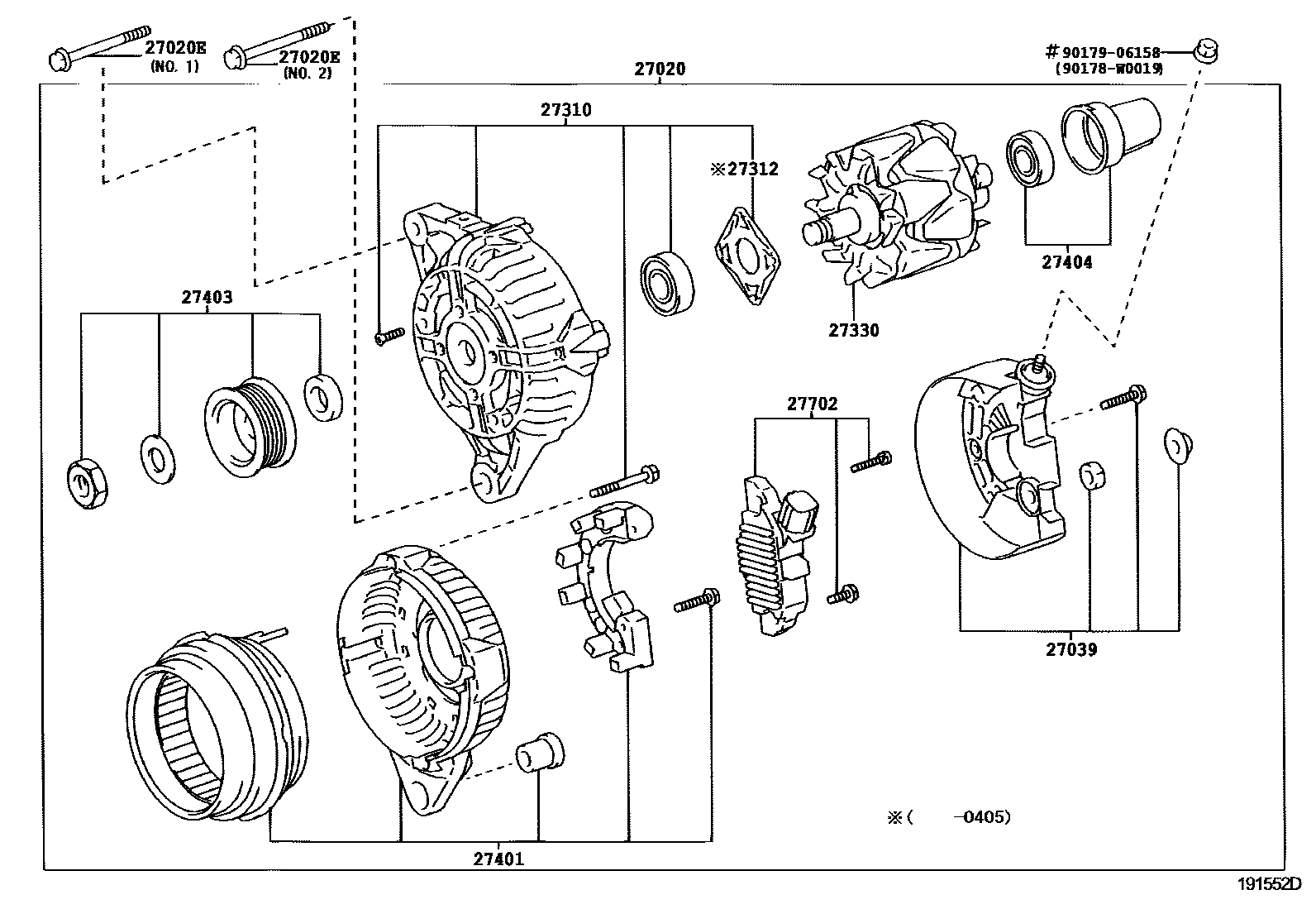 Toyota COROLLA Alternator EPC diagram — 191552D