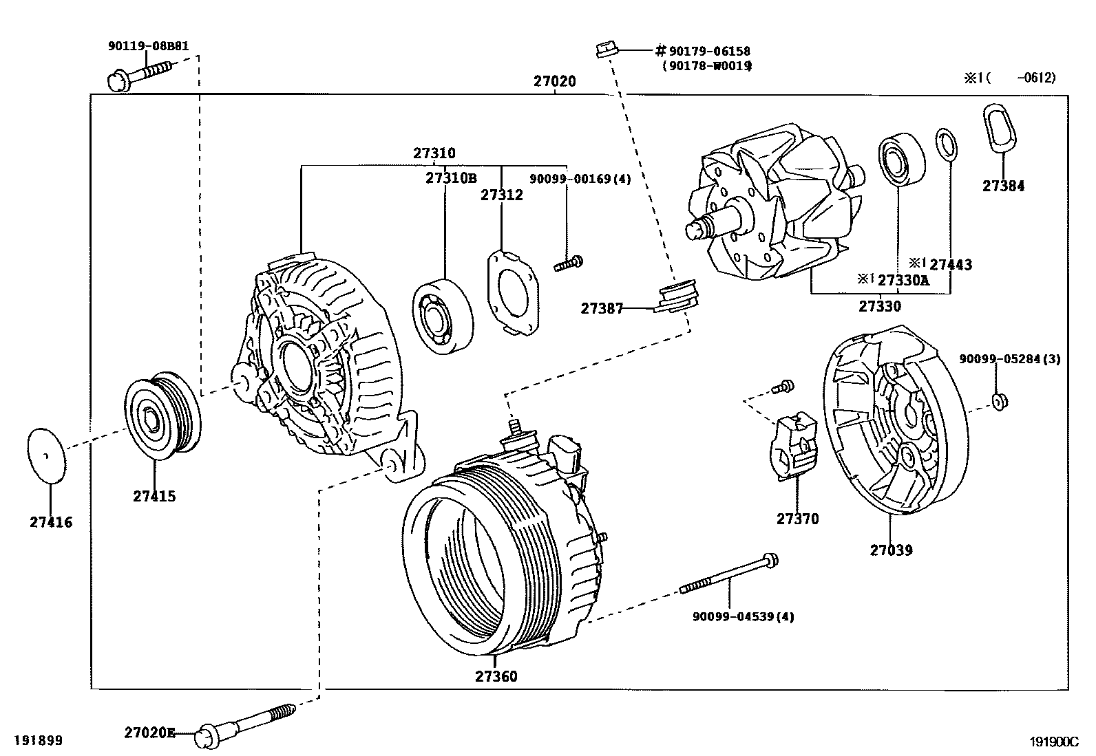 Toyota COROLLA Alternator EPC diagram — 191900C