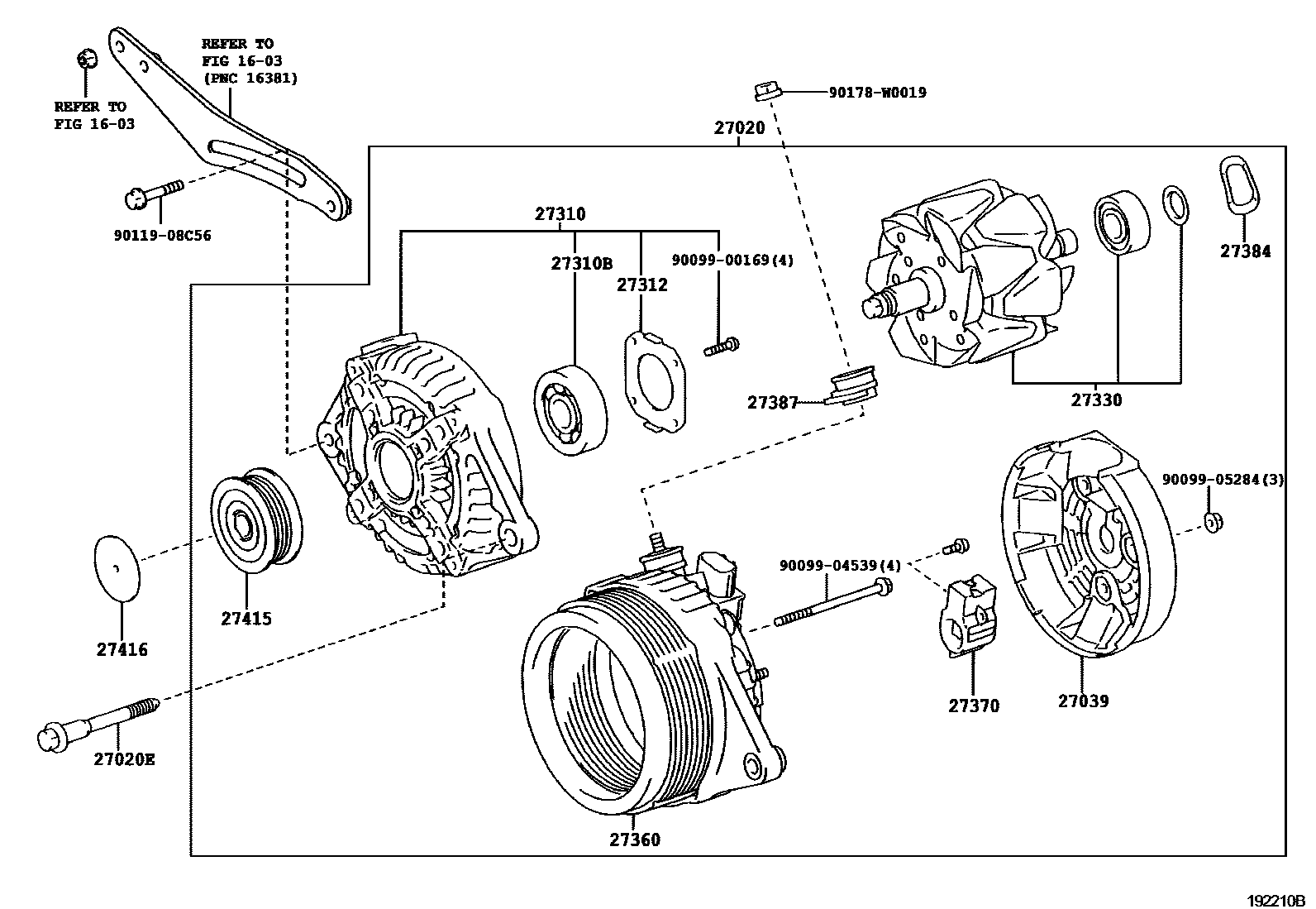 Toyota COROLLA Alternator EPC diagram — 192210B