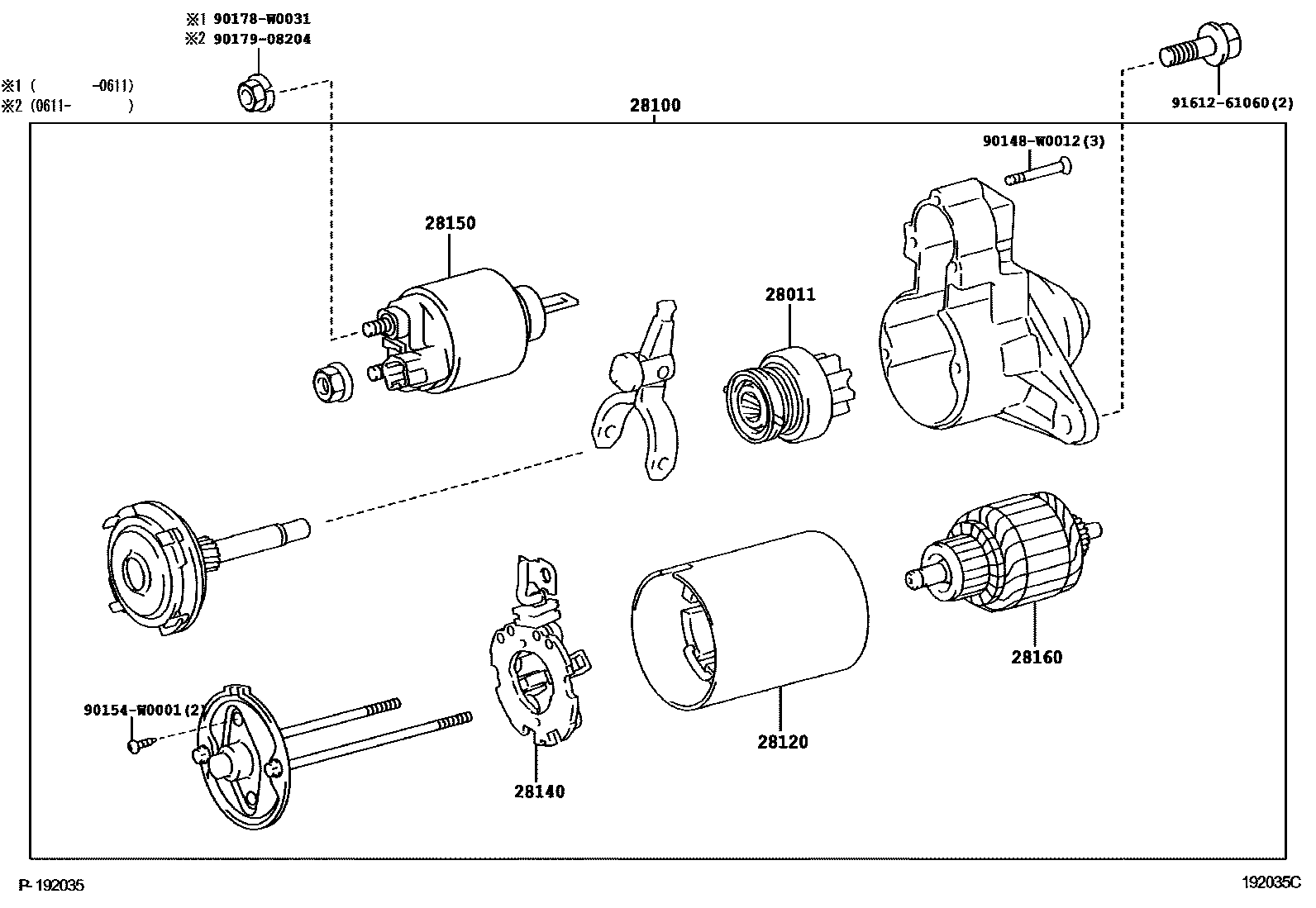 Toyota COROLLA 起动机 EPC diagram — 192035C