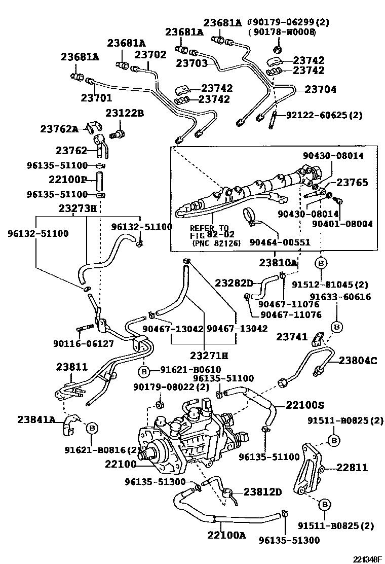 Toyota COROLLA 喷油泵总成 EPC diagram — 221348F