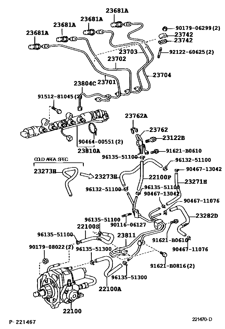 Toyota COROLLA 喷油泵总成 EPC diagram — 221470D
