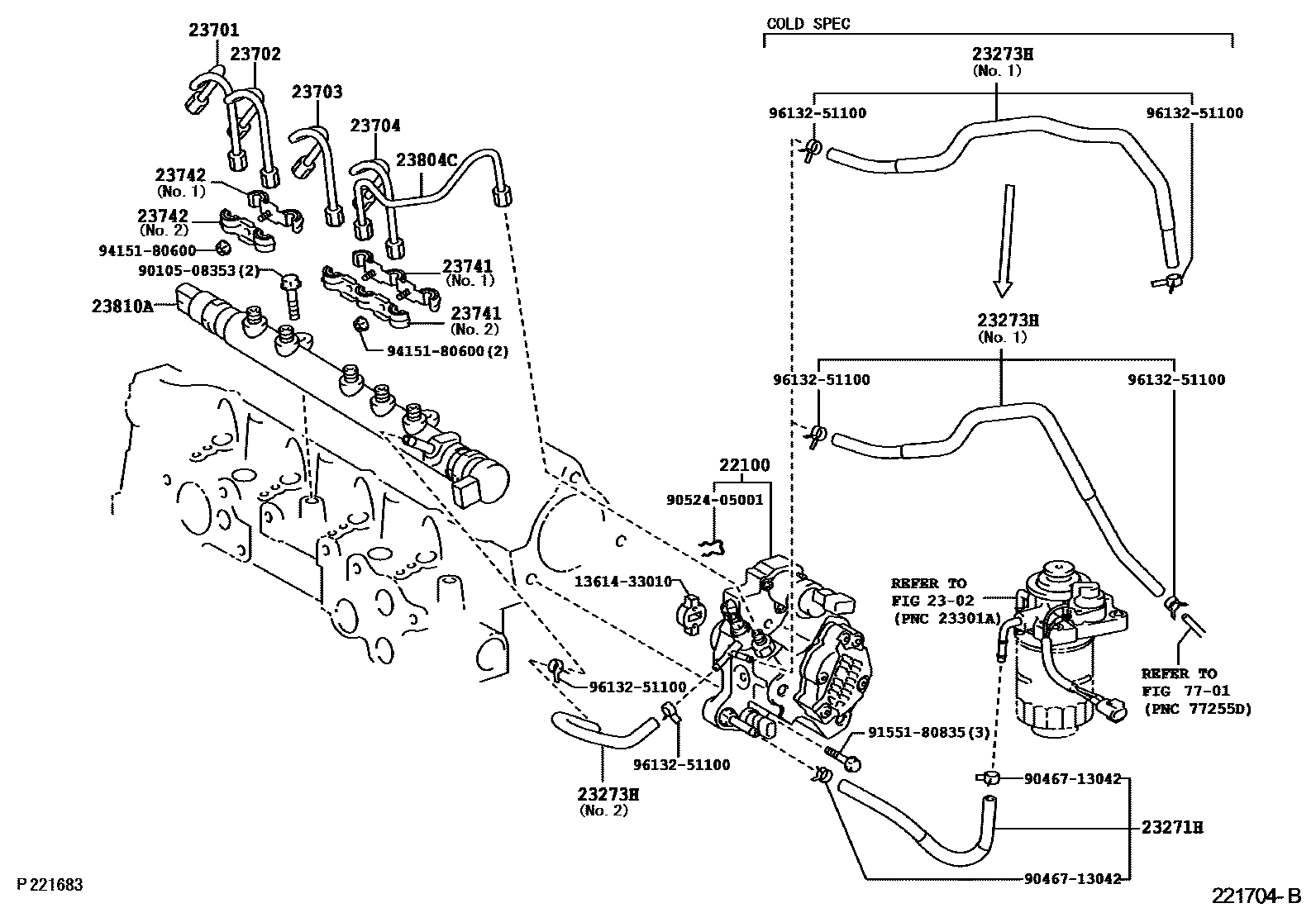 Toyota COROLLA 喷油泵总成 EPC diagram — 221704B
