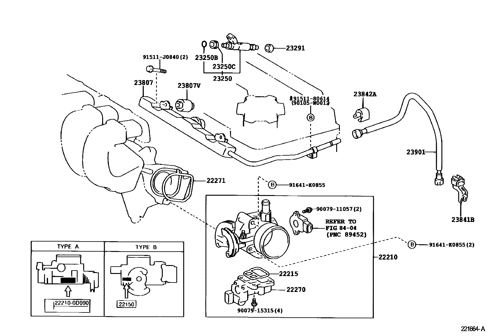 Toyota COROLLA 燃油喷射系统 EPC diagram — 221664A