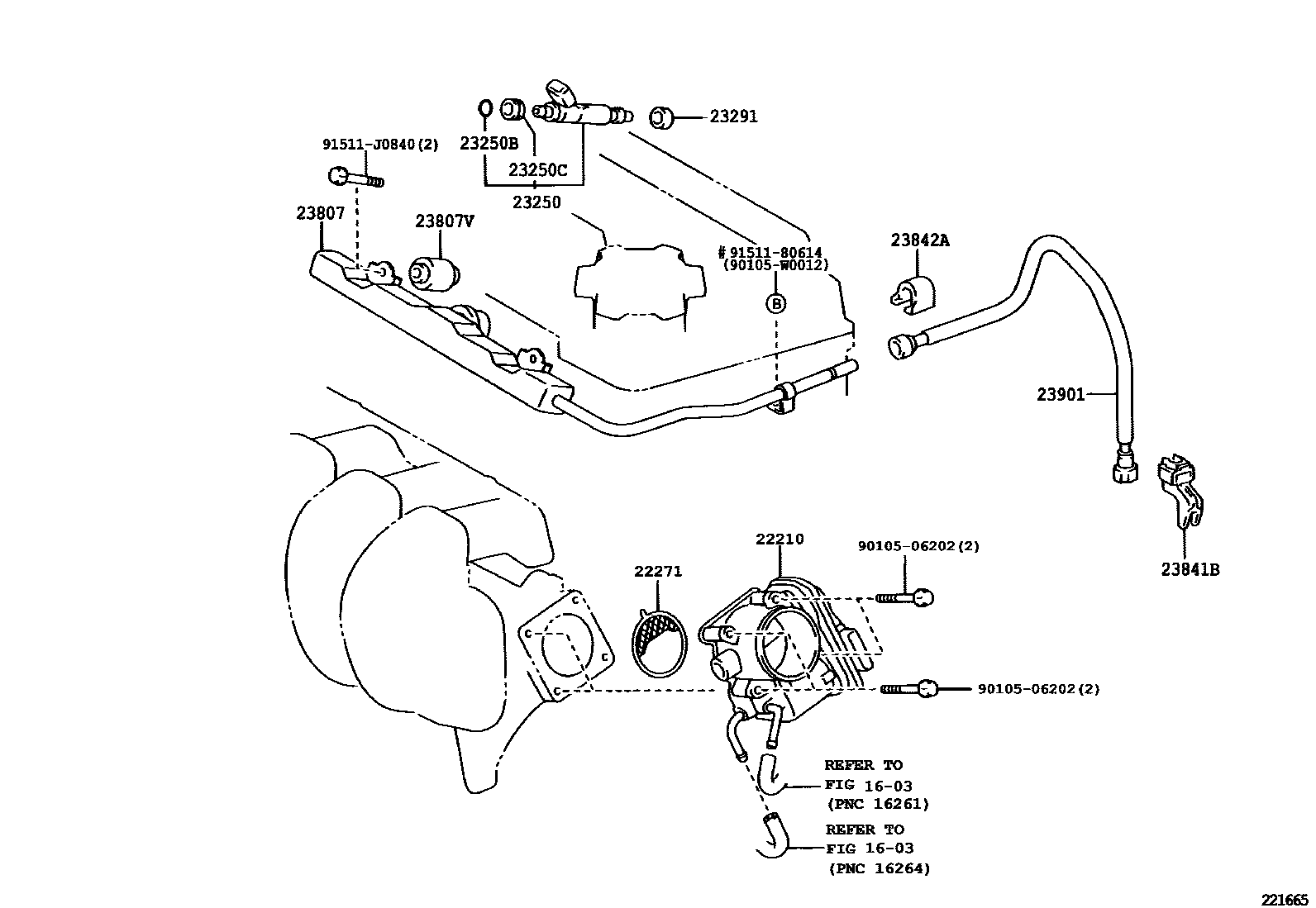 Toyota COROLLA 燃油喷射系统 EPC diagram — 221665