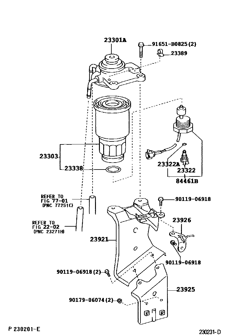 Toyota COROLLA fuel filter EPC diagram — 230231D