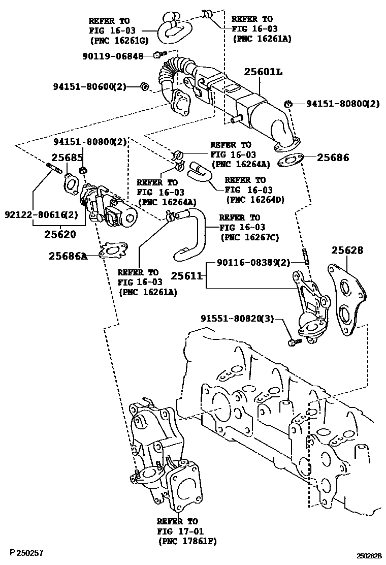 Toyota COROLLA 废气再循环系统 EPC diagram — 250262B
