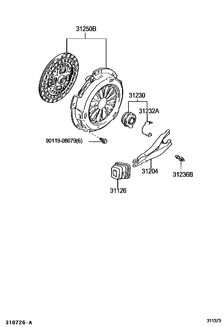 Toyota COROLLA 离合器和分离叉 EPC diagram — 311373