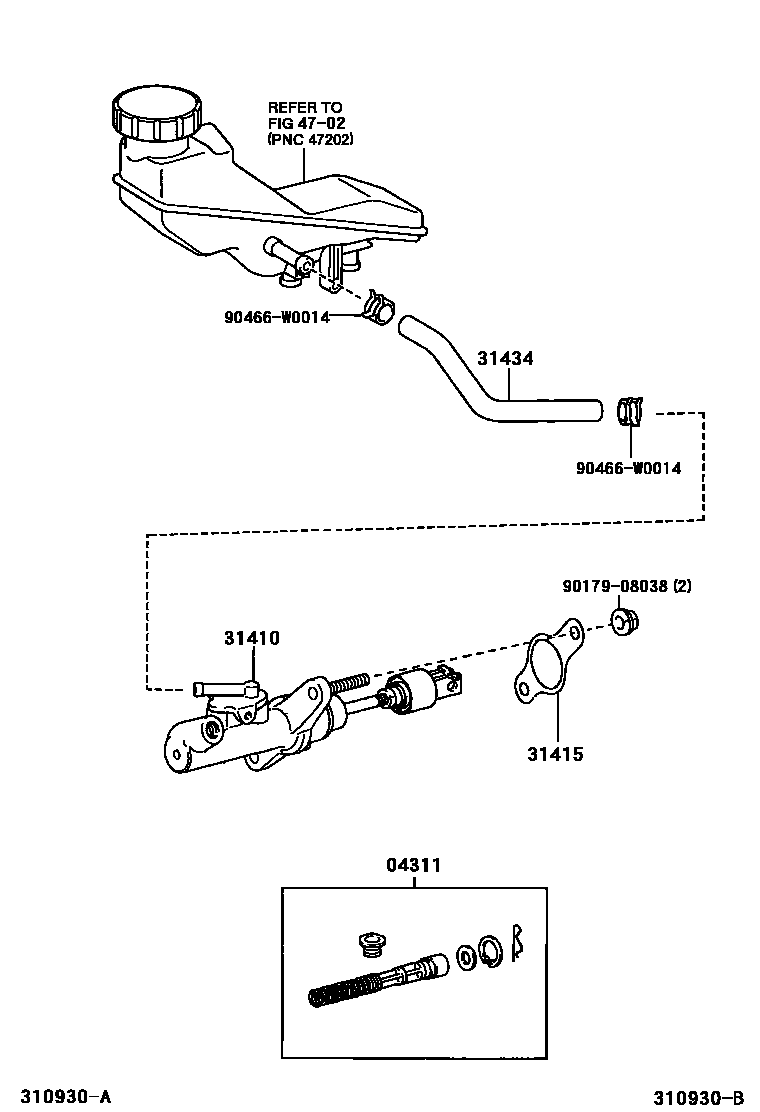 Toyota COROLLA 离合器总泵 EPC diagram — 310930B