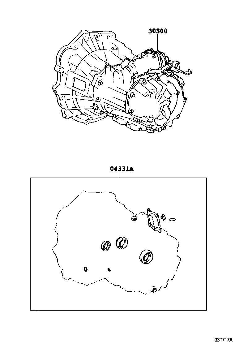 Toyota COROLLA 传动桥或变速器总成和衬垫组件(MTM) EPC diagram — 331717A