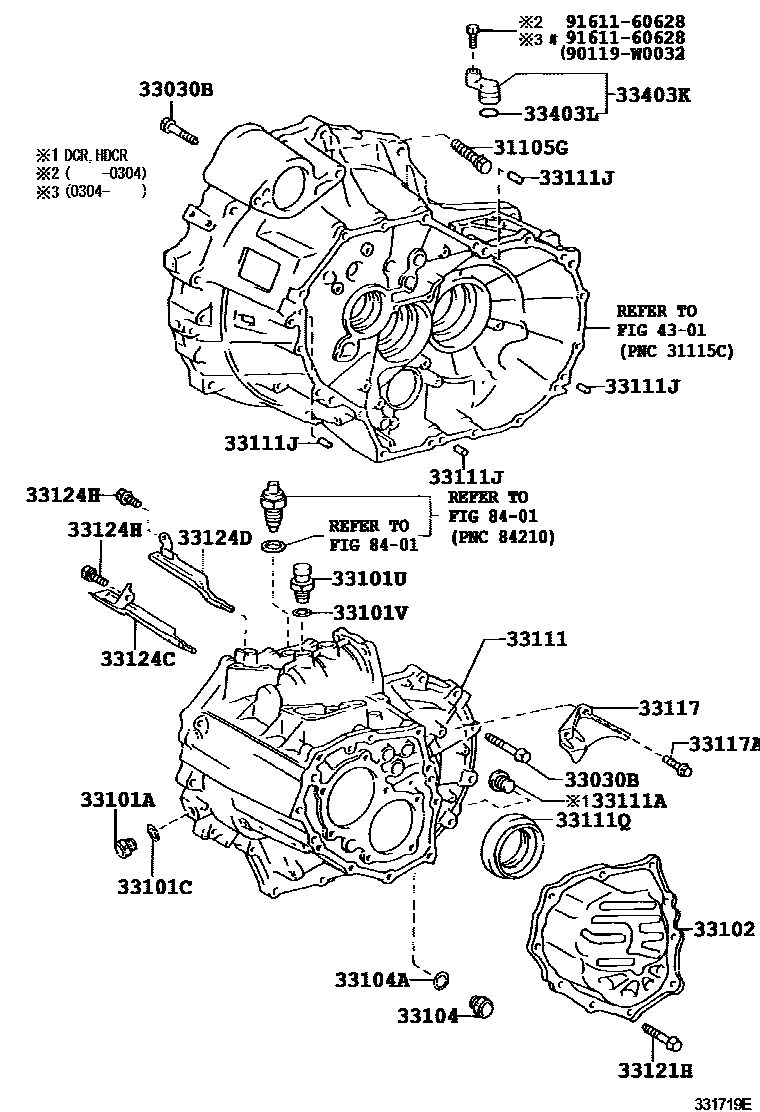 Toyota COROLLA 离合器壳和变速器壳(MTM) EPC diagram — 331719E