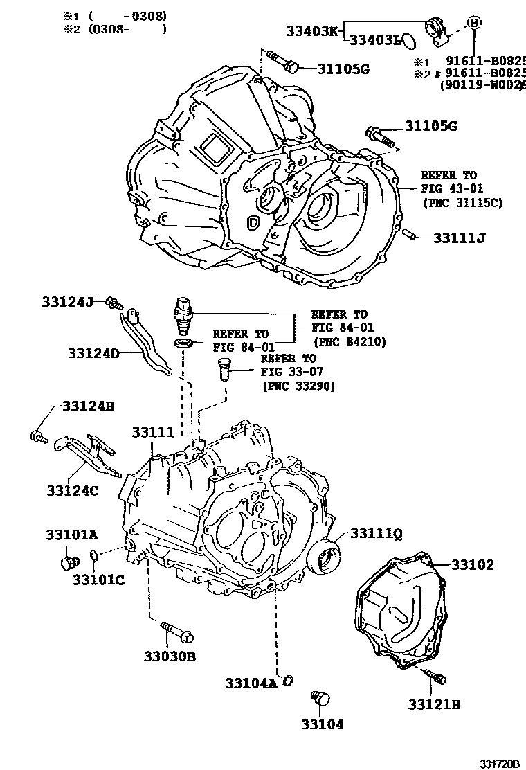 Toyota COROLLA 离合器壳和变速器壳(MTM) EPC diagram — 331720B