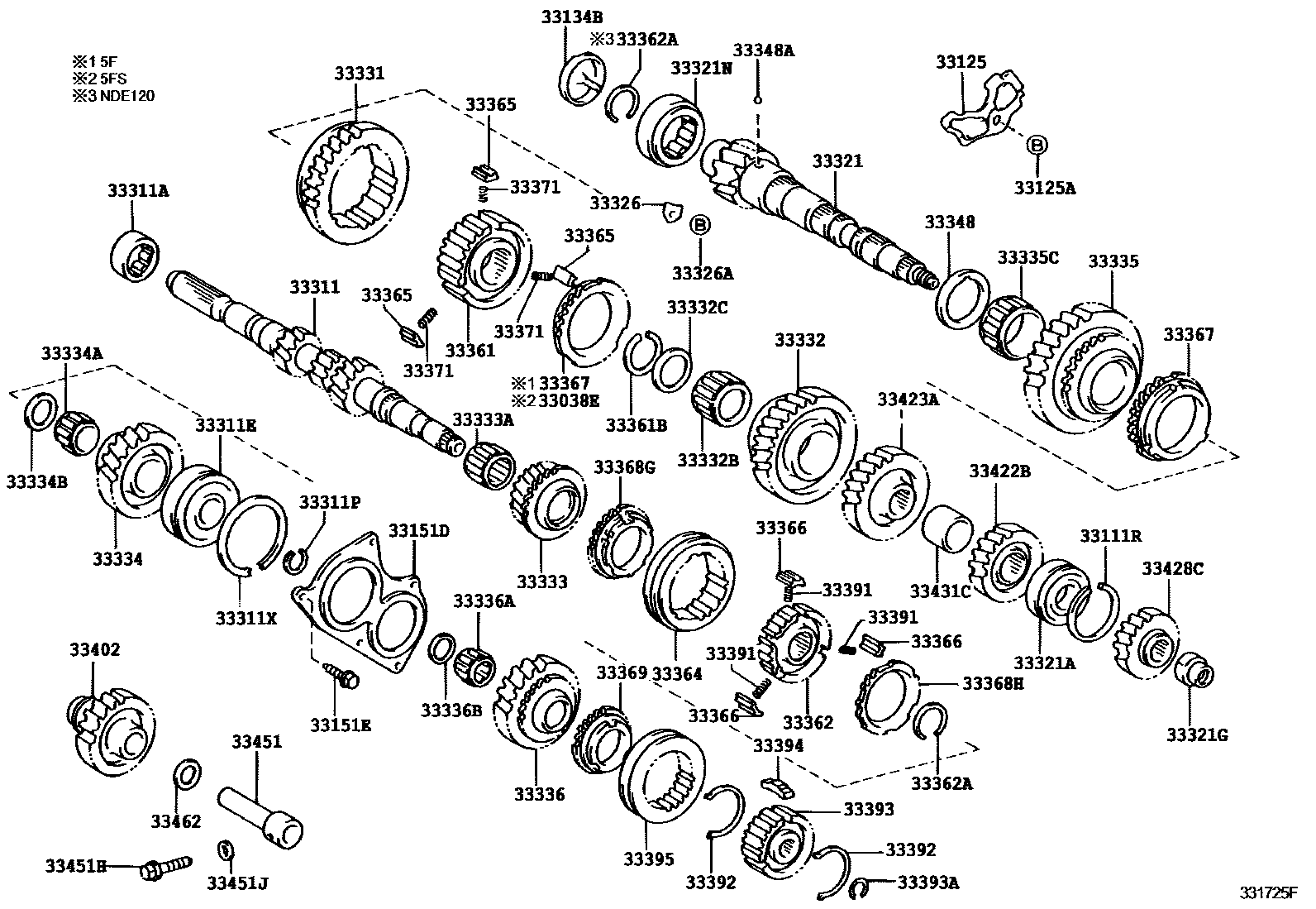 Toyota COROLLA 变速器齿轮(MTM) EPC diagram — 331725F