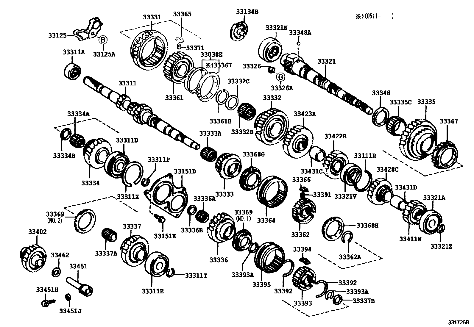 Toyota COROLLA 变速器齿轮(MTM) EPC diagram — 331726B