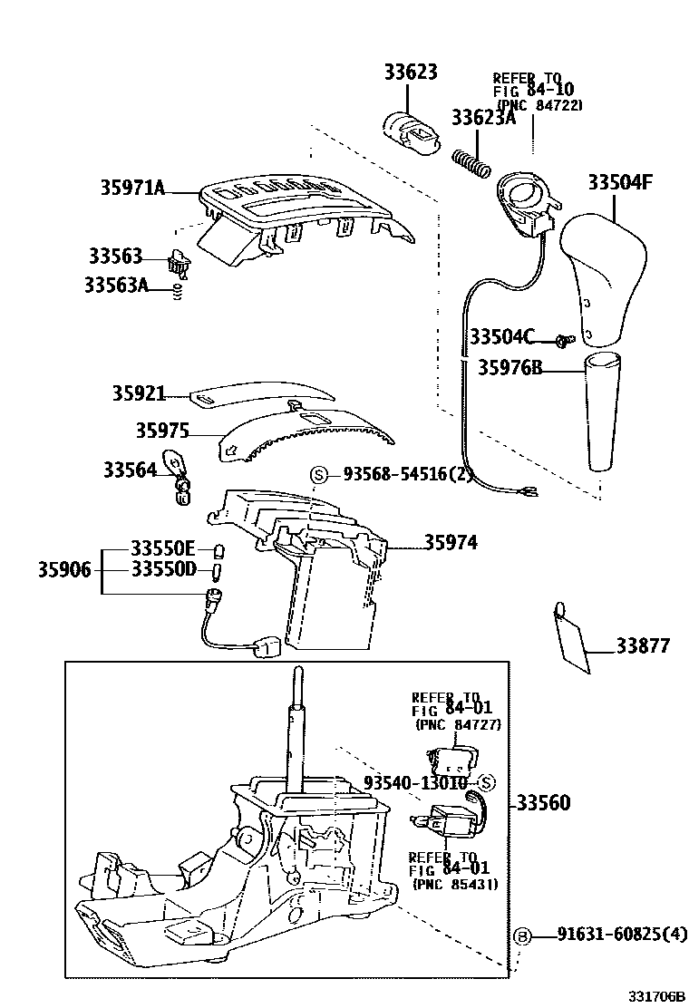 Toyota COROLLA Shift Lever & Retainer EPC diagram — 331706B