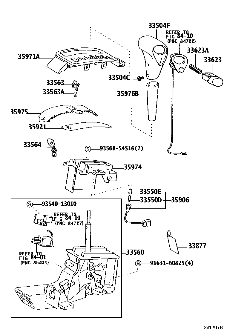 Toyota COROLLA Shift Lever & Retainer EPC diagram — 331707B
