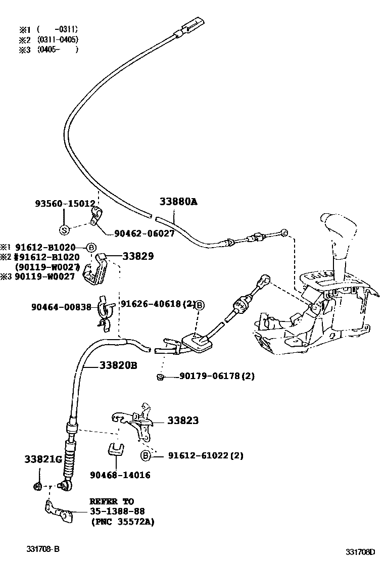 Toyota COROLLA Shift Lever & Retainer EPC diagram — 331708E