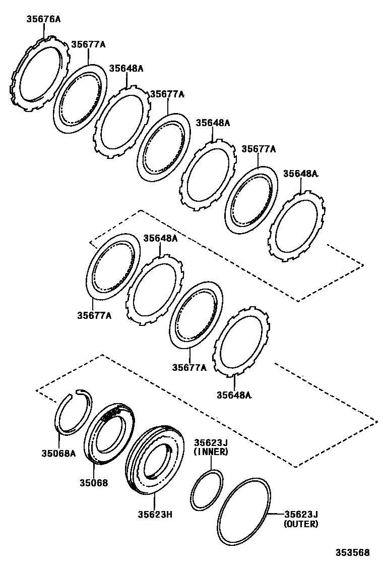 Toyota COROLLA 3号制动器、一档和倒档制动器(ATM) EPC diagram — 353568