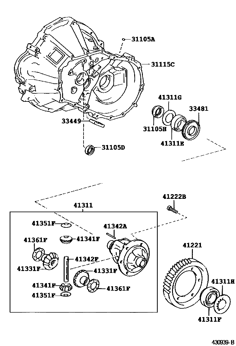 Toyota COROLLA 前桥壳和差速器 EPC diagram — 430939B