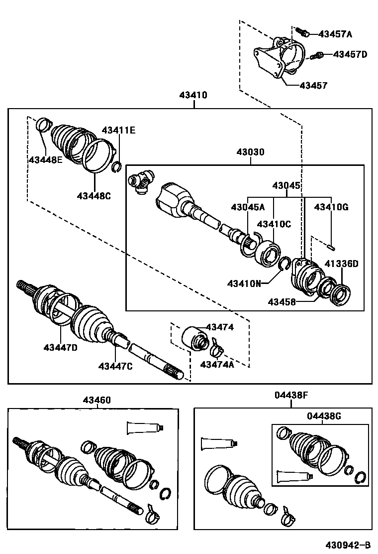 Toyota COROLLA Front Drive Shaft EPC diagram — 430942B
