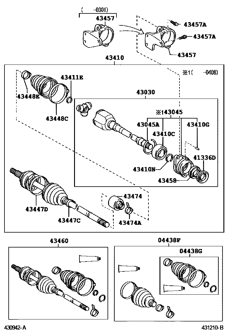 Toyota COROLLA Front Drive Shaft EPC diagram — 431210B