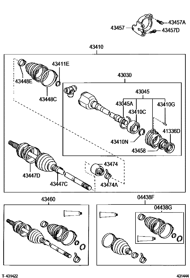 Toyota COROLLA Front Drive Shaft EPC diagram — 431444