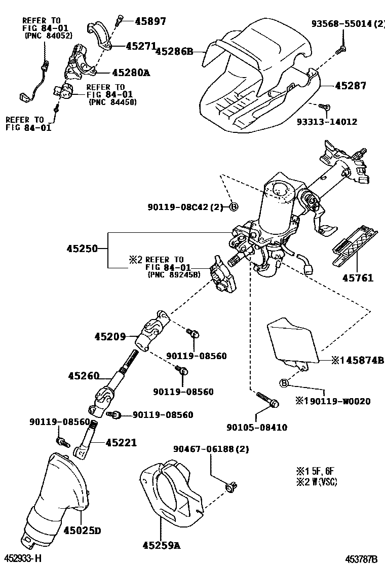 Toyota COROLLA Steering Column & Shaft EPC diagram — 453787B