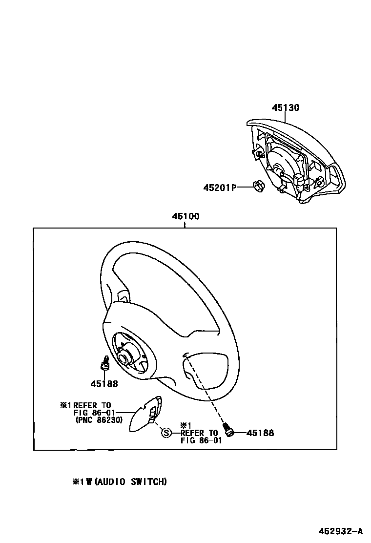Toyota COROLLA Steering Wheel EPC diagram — 452932A