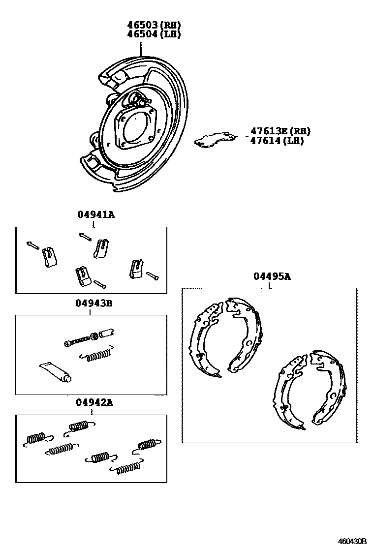 Toyota COROLLA Parking Brake & Cable EPC diagram — 460430B