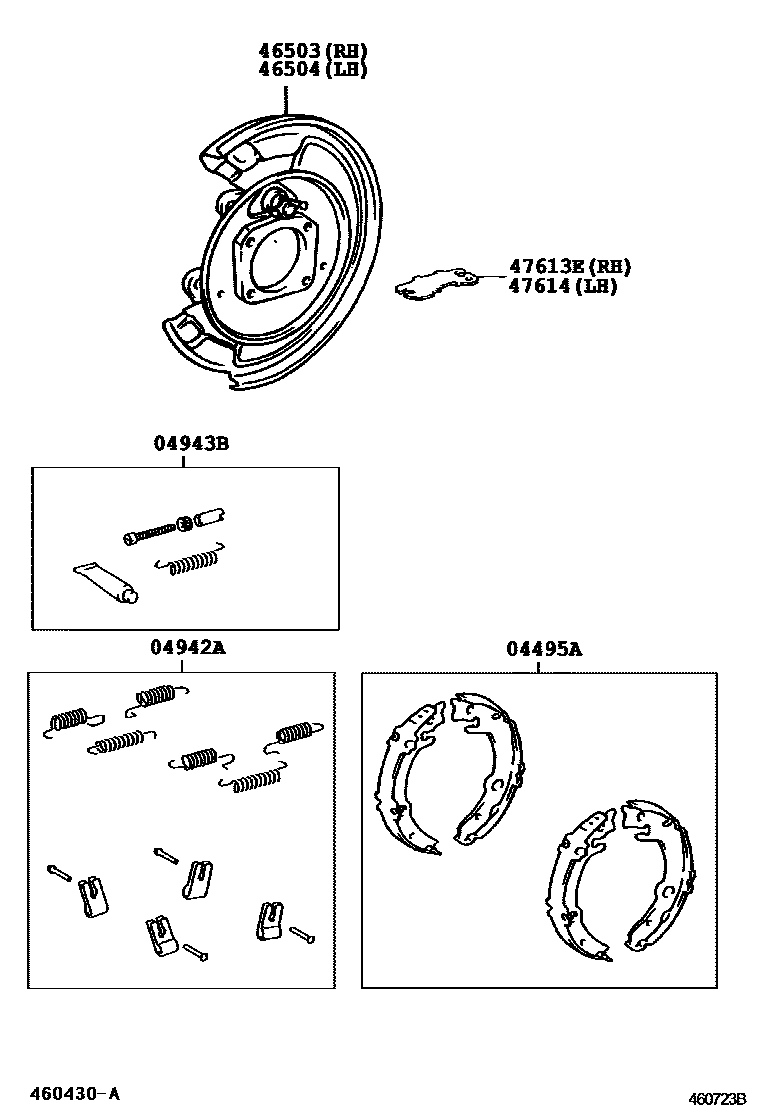 Toyota COROLLA Parking Brake & Cable EPC diagram — 460723B