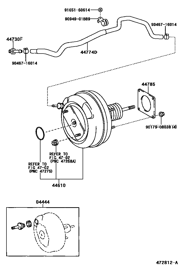 Toyota COROLLA 制动助力器和真空管 EPC diagram — 472812A
