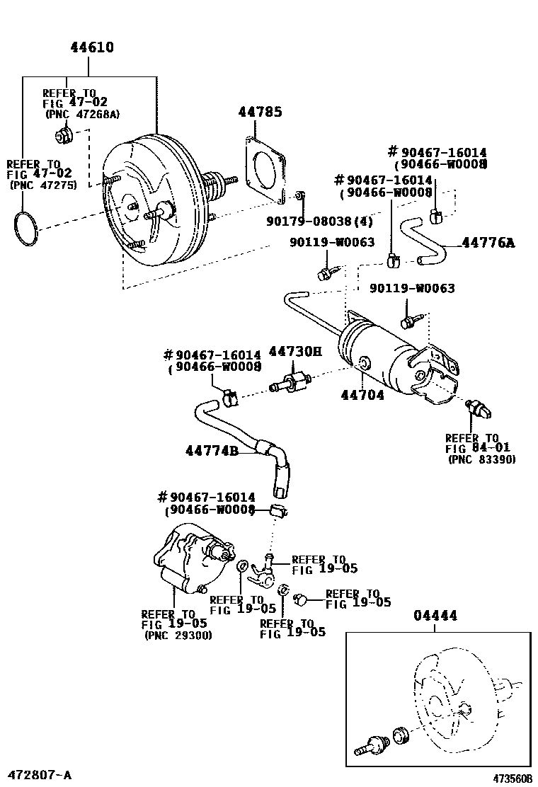 Toyota COROLLA 制动助力器和真空管 EPC diagram — 473560B
