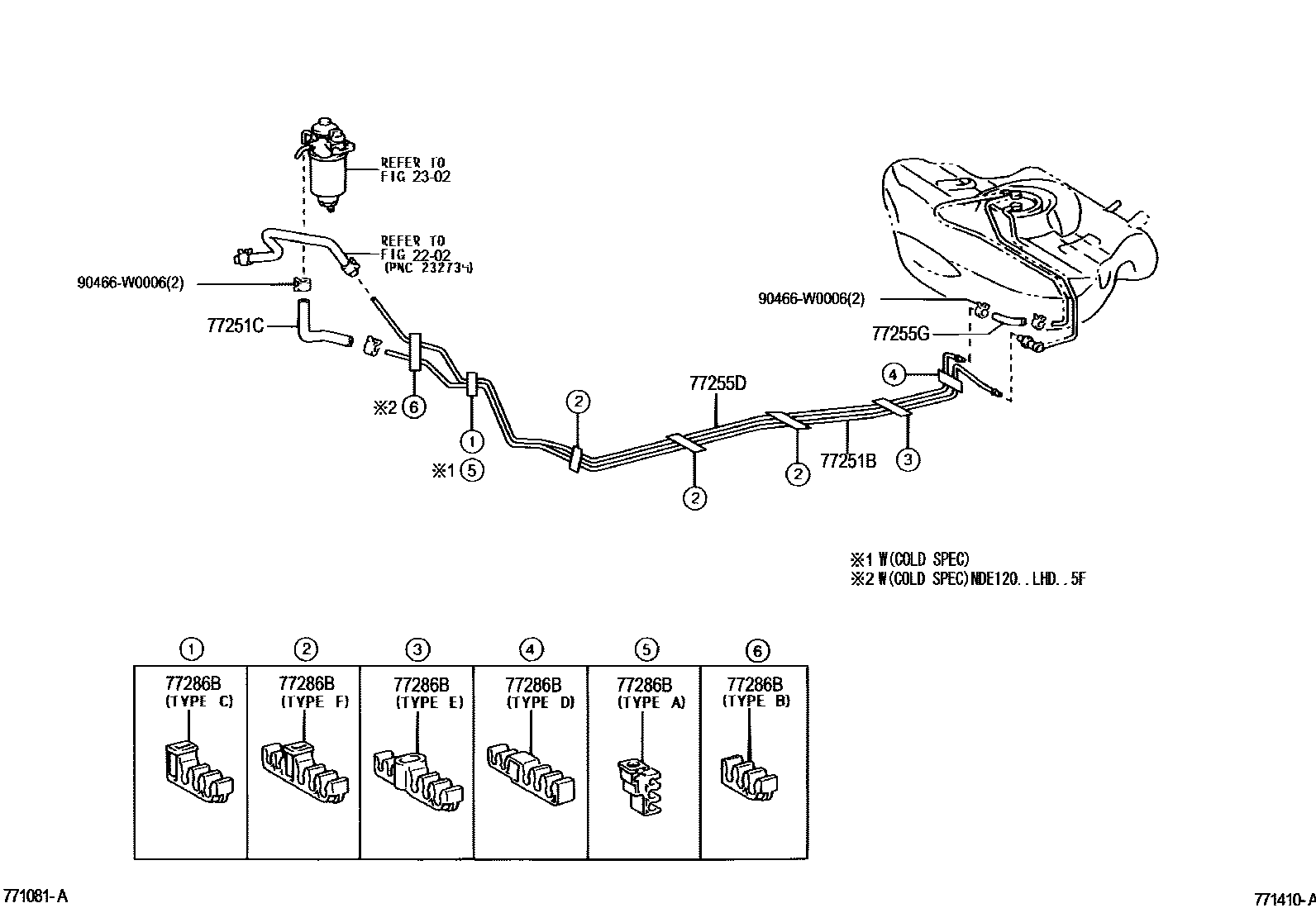 Toyota COROLLA 燃油箱和燃油管 EPC diagram — 771410A