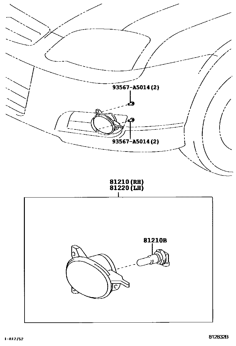 Toyota COROLLA Fog Lamp EPC diagram — 812832B