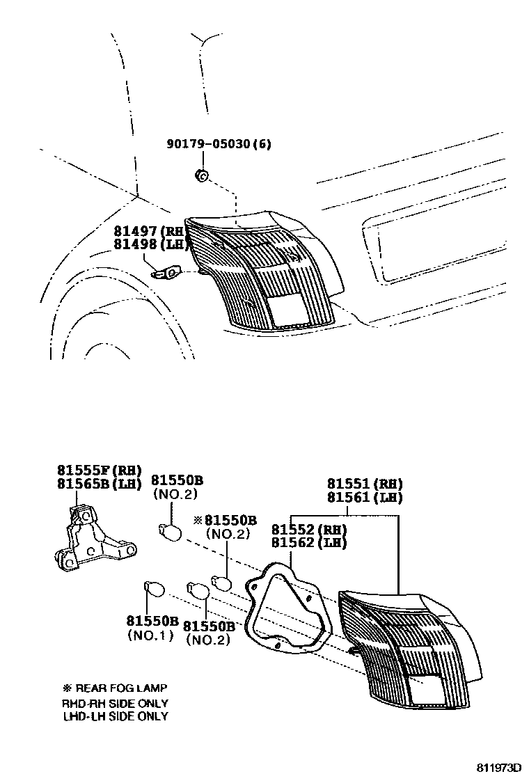 Toyota COROLLA 后组合灯 EPC diagram — 811973D