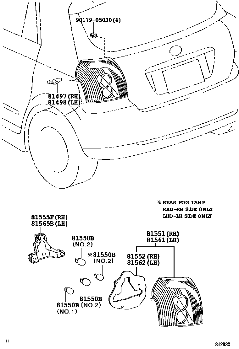 Toyota COROLLA 后组合灯 EPC diagram — 812830