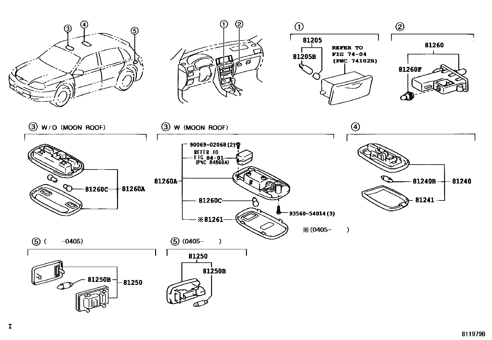 Toyota COROLLA 车内灯 EPC diagram — 811979B