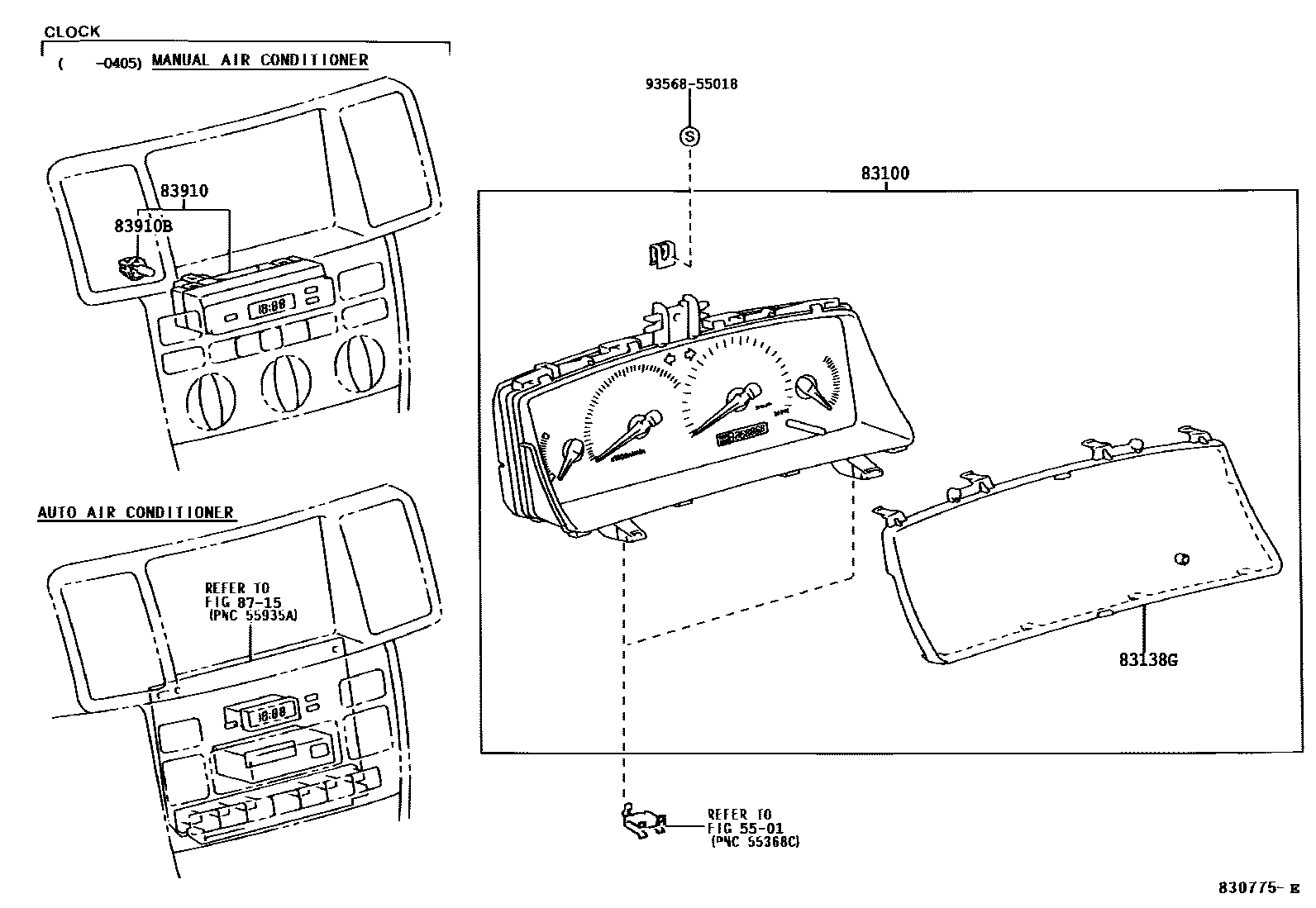 Toyota COROLLA 仪表 EPC diagram — 830775E