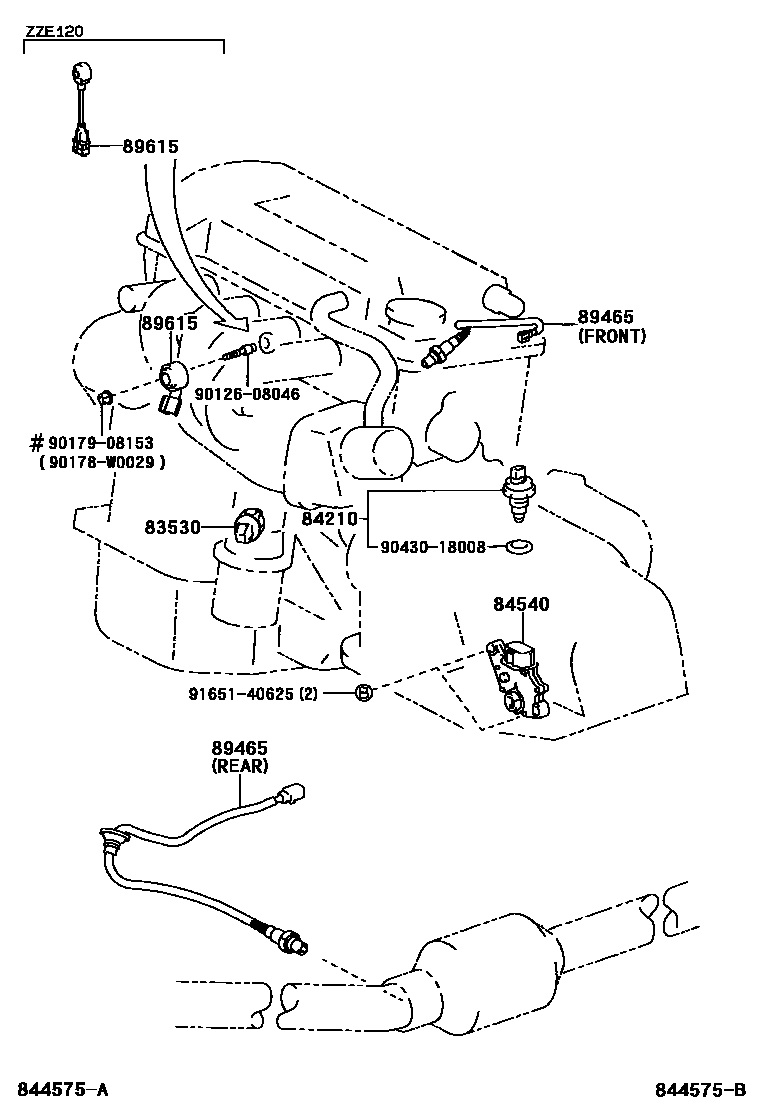 Toyota COROLLA 开关和继电器和ECU EPC diagram — 844575B