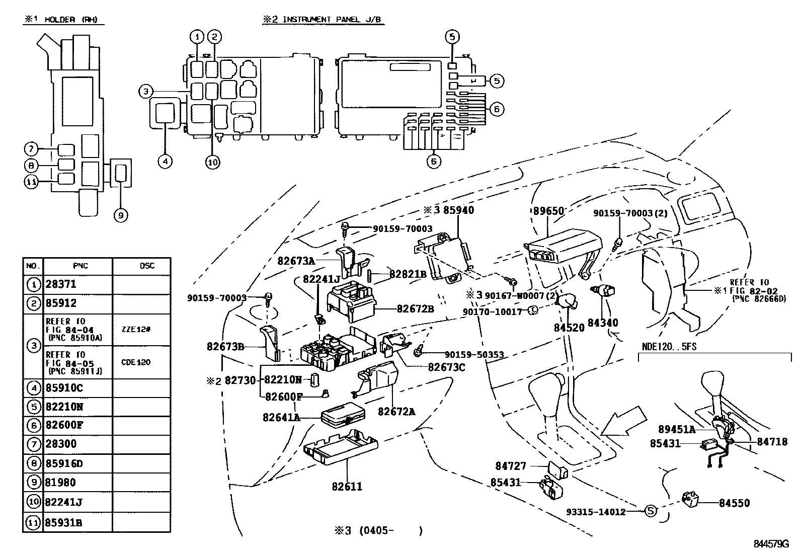 Toyota COROLLA 开关和继电器和ECU EPC diagram — 844579G