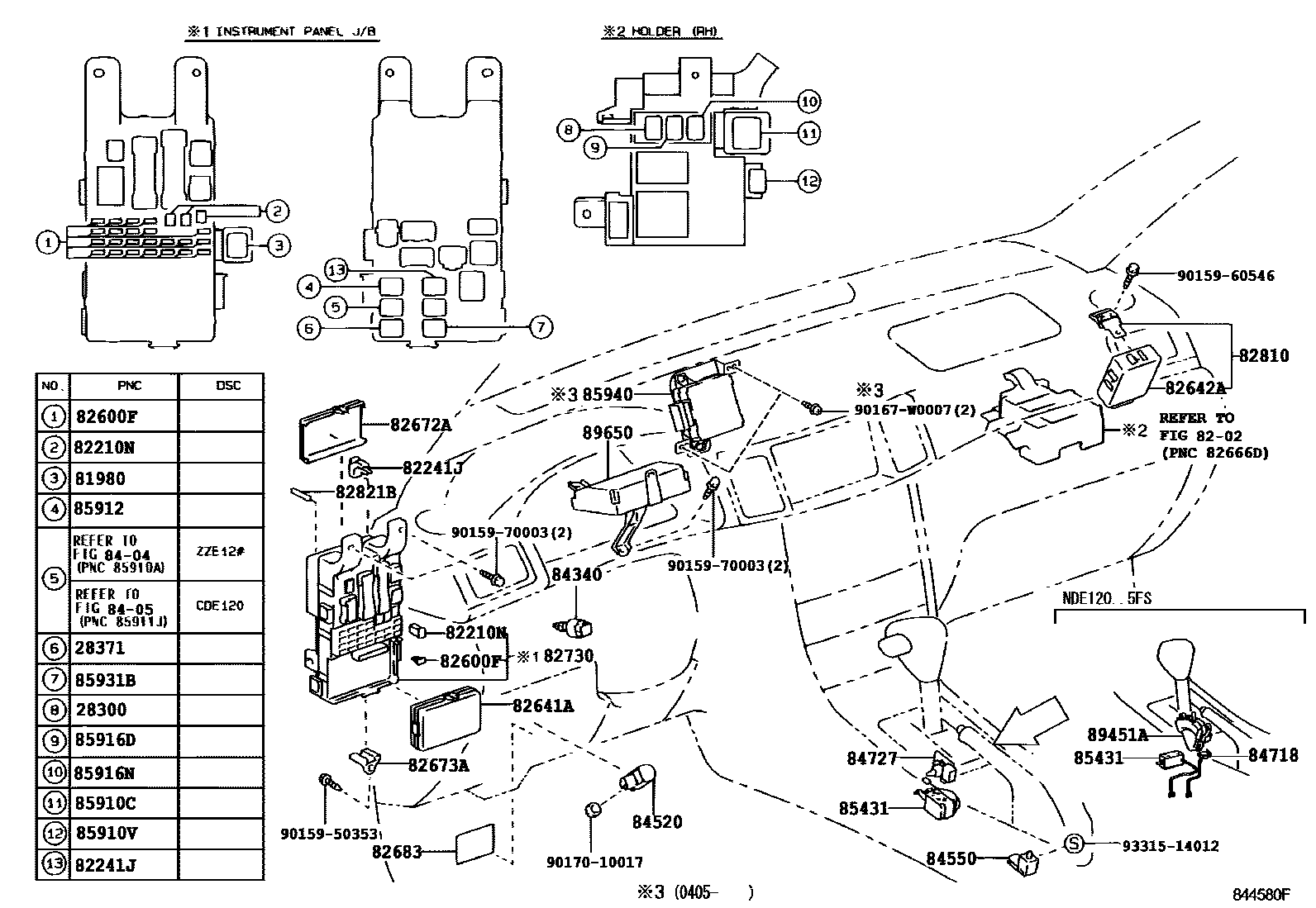 Toyota COROLLA 开关和继电器和ECU EPC diagram — 844580F