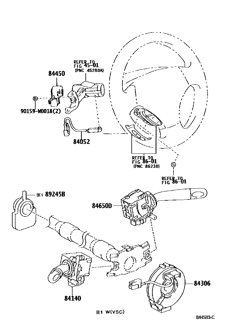 Toyota COROLLA 开关和继电器和ECU EPC diagram — 844583C