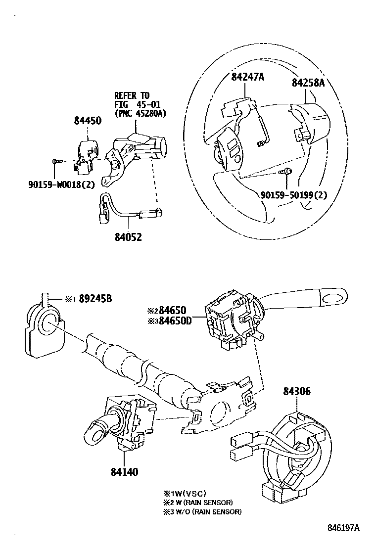 Toyota COROLLA 开关和继电器和ECU EPC diagram — 846197A