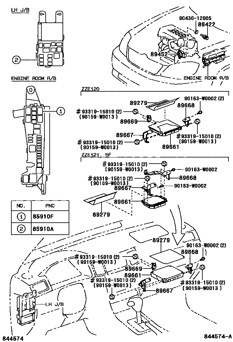 Toyota COROLLA 电子燃油喷射系统 EPC diagram — 844574A