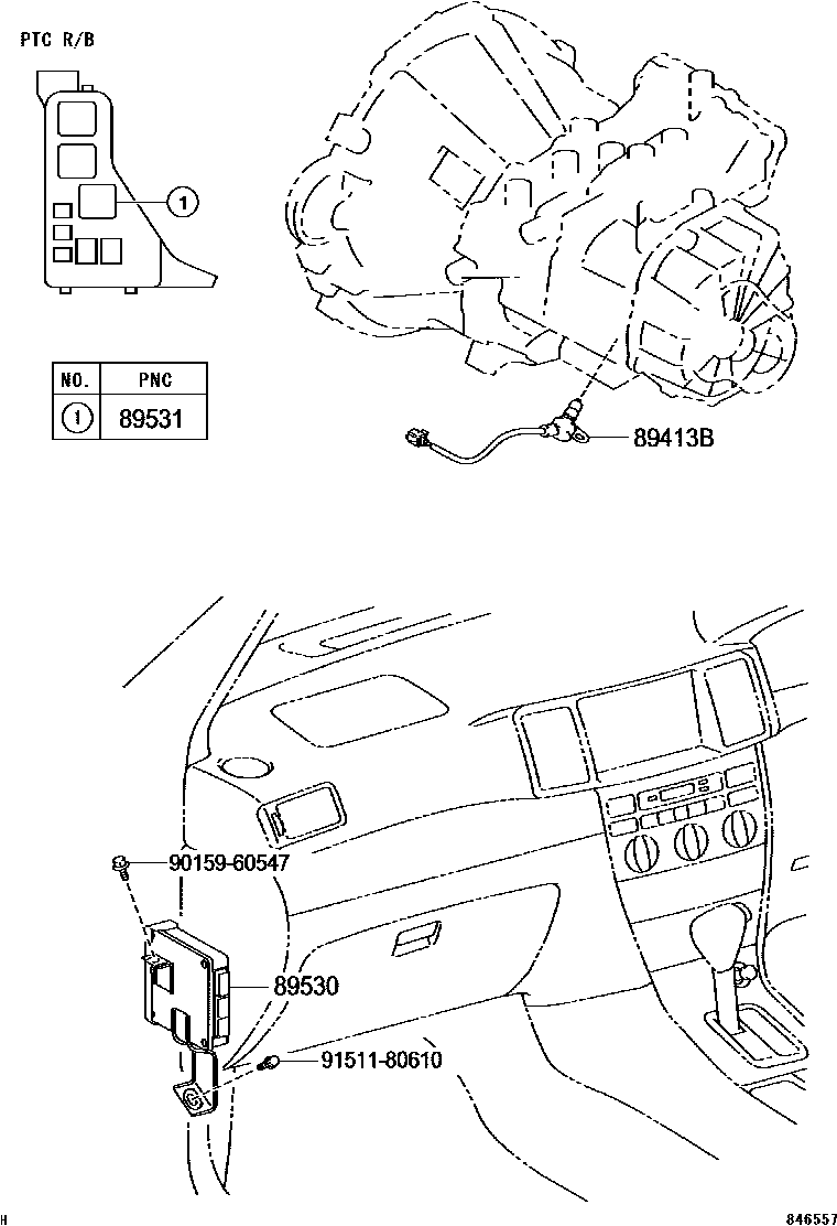 Toyota COROLLA 超速档和电子控制变速器 EPC diagram — 846557