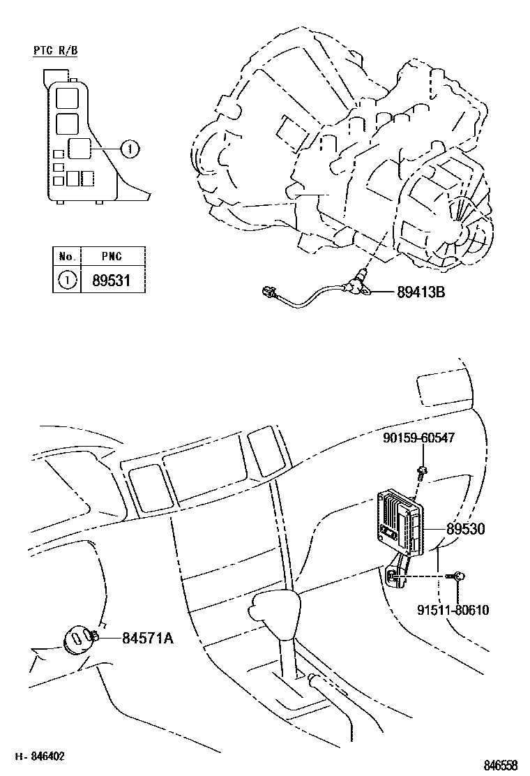 Toyota COROLLA 超速档和电子控制变速器 EPC diagram — 846558